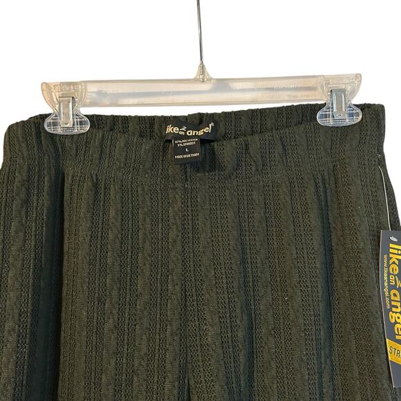 Cable Knit Legging Olive Green NWT Casual Comfort Loungewear Sz LG Like an Angel - Picture 2 of 7